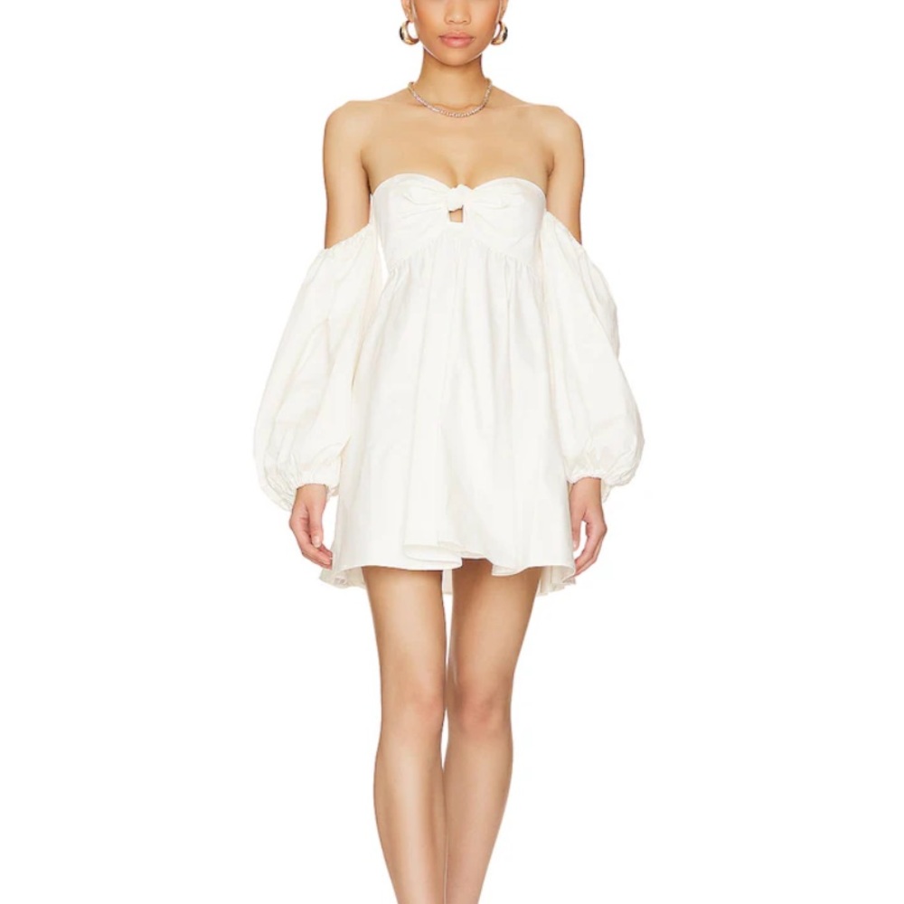 NEW W/ TAGS! For Love & Lemons Saint Lucia Mini Dress Off the Shoulder | White